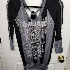 Salvage Drape Rear Back Studded Top / Dress Small